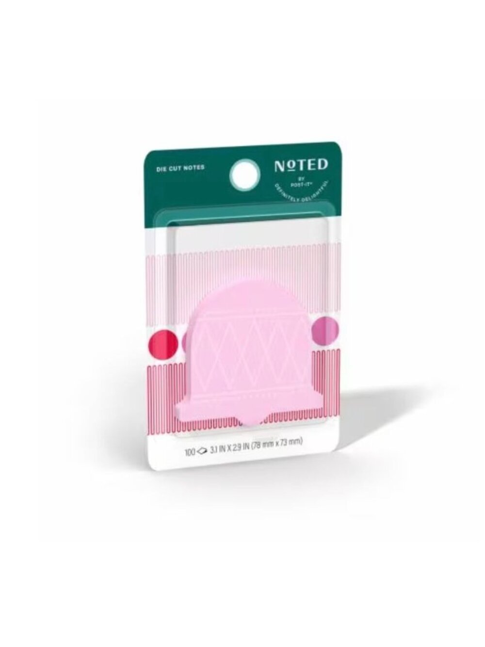 Noted by Post-it® Sticky Notes, 1 Pink Bell Ornament-Shaped Sticky Note Pad